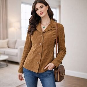 Vintage Washable Brown Suede Women's Jacket